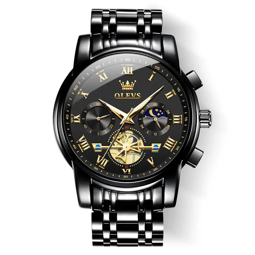 Watches for Men Calendar Luminous Waterproof Quartz Men's Watch - Black