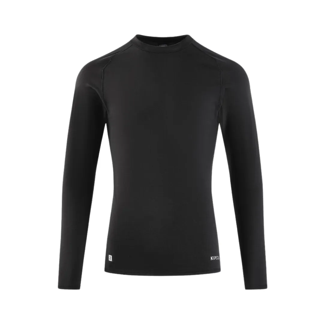 Kipsta Adult Long-Sleeve Football Base Layer Top Keepcomfort 100 - Black