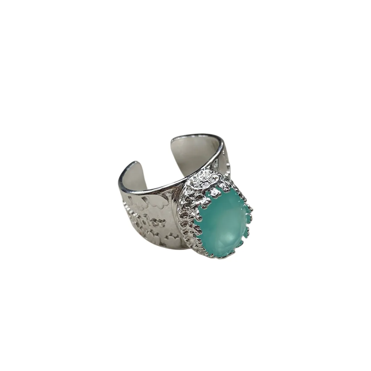 Vintage Baroque Palace Wide Band Crystal Statement Ring - Blue