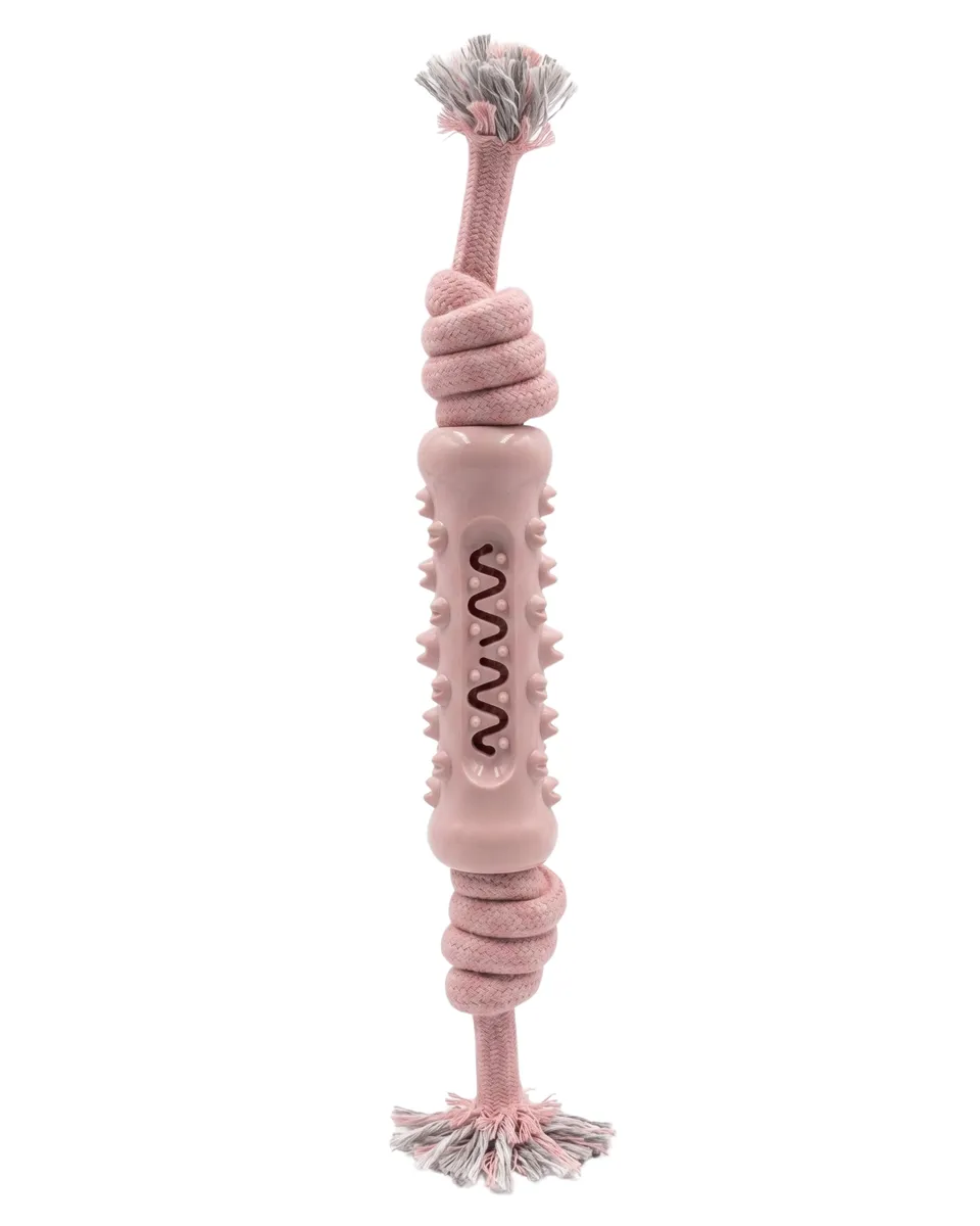 Dental Care & Tug Dog Toy - Plush Pink