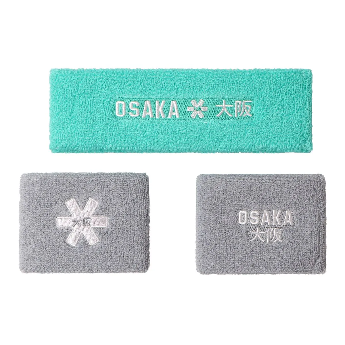 Osaka Sweatband Set - 3 Piece - Aquatic Awe - Simple Gray