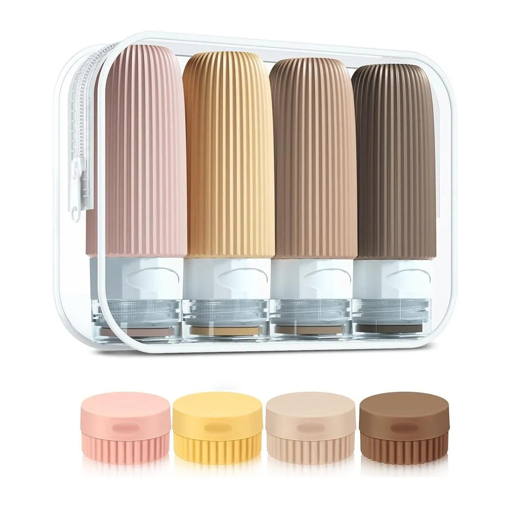 Travel Bottles for Toiletries - Soft Leak-Proof Silicone Containers - 8 Piece Set