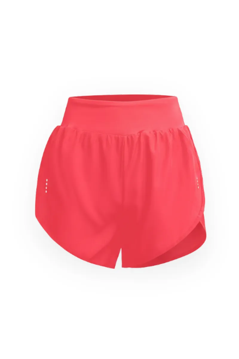 Mid-Waisted Athletic Yoga Shorts - Salmon Pink - UK 12