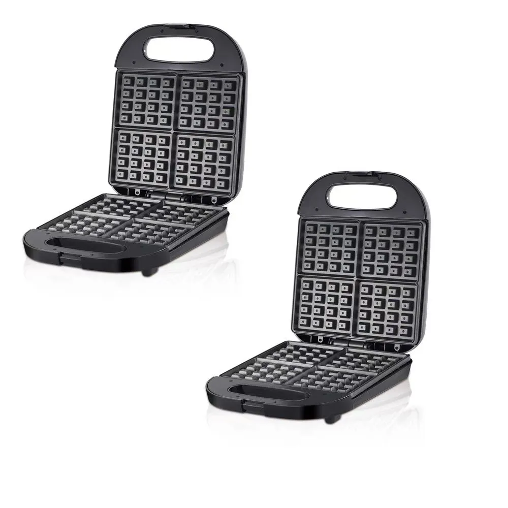 2-Pack Four-Compartment Waffle Maker, Double-Sided Heating Cake Maker