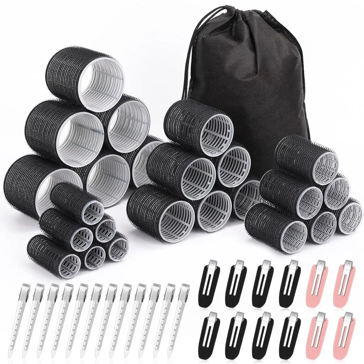A Self-Adhesive Set of Large Curling Irons without Heating