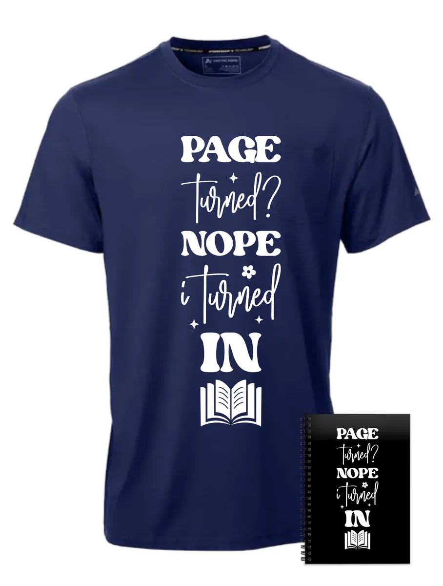 Page Turned Navy T-shirt Book Reader Reading Birthday Christmas Gift 402