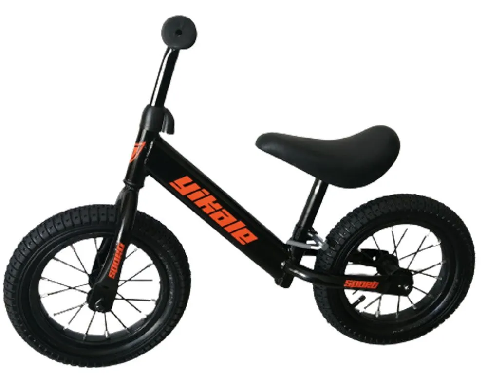 Growth & Glide Kids Balance Bike With Air Filled Rubber Wheels - Black