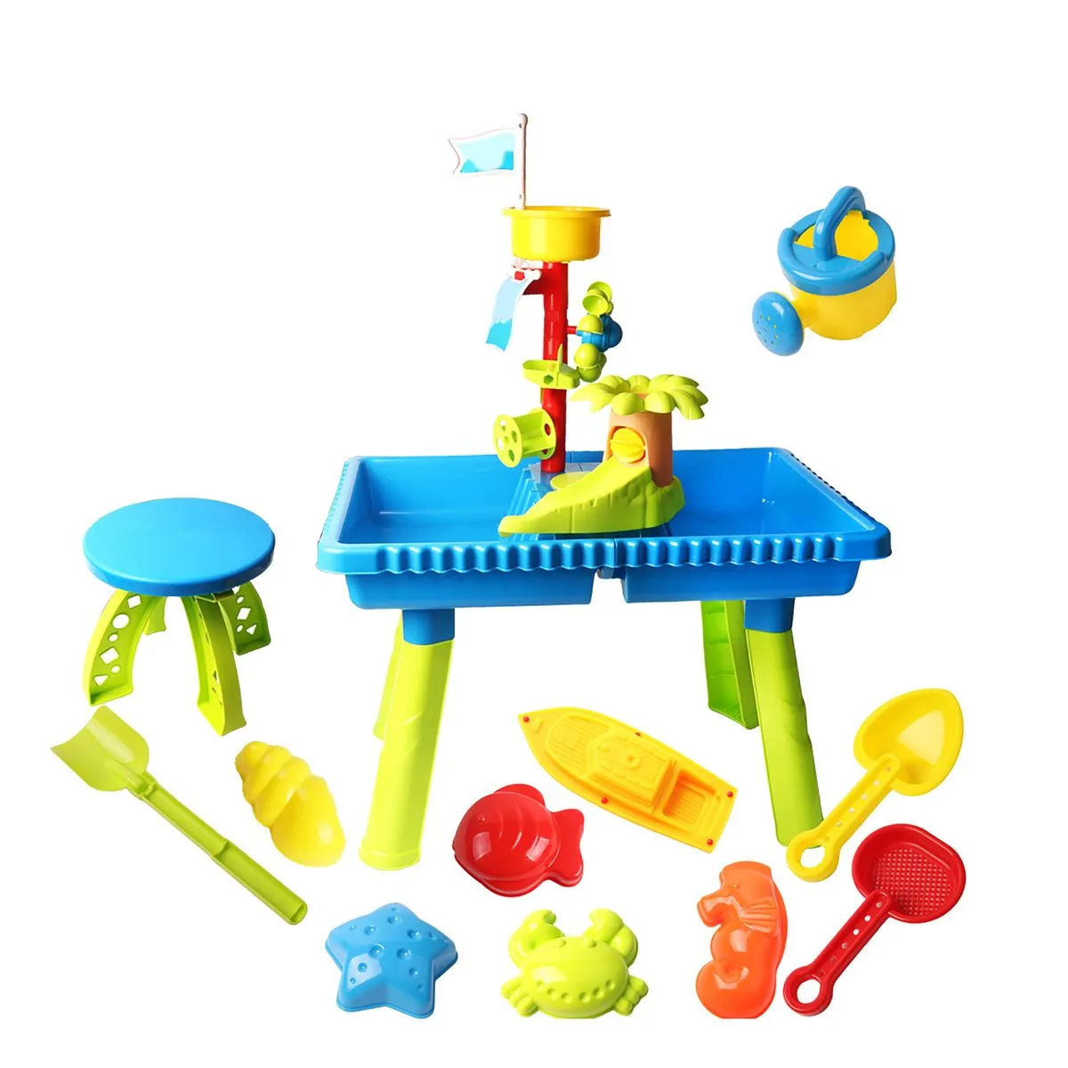 37Pcs Kids Sand & Water Outdoor Activity Table, 2-in-1 Play Set