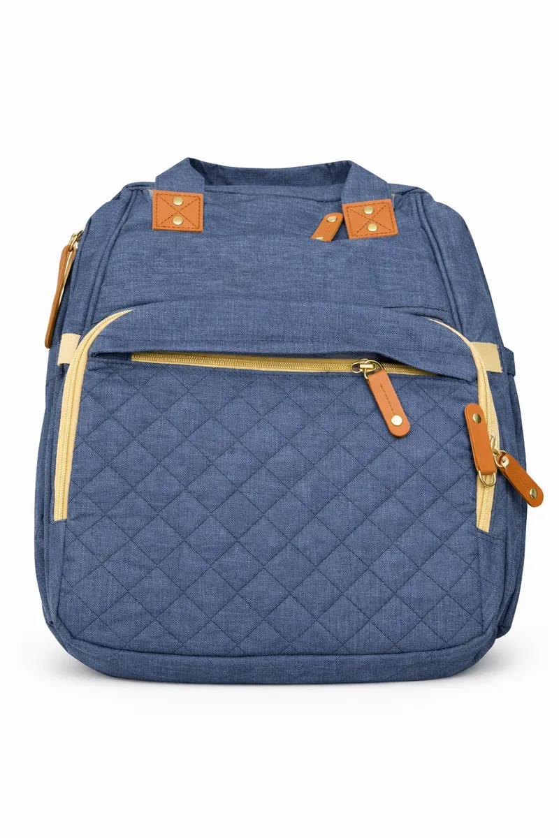 Multi-Function Baby Diaper Backpack - Grey / Blue (Unisex) - Blue