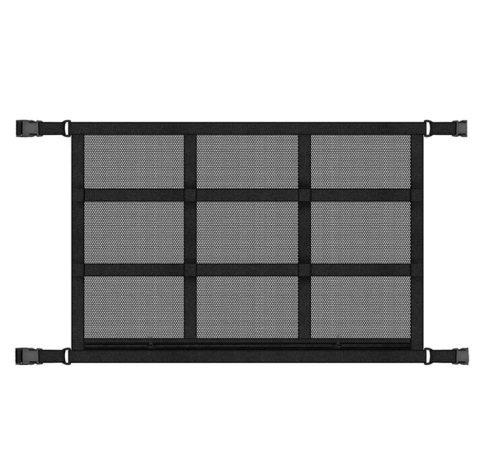 Car Roof Storage Organizer Ceiling Cargo Net Pocket with Zipper Buckle - Black