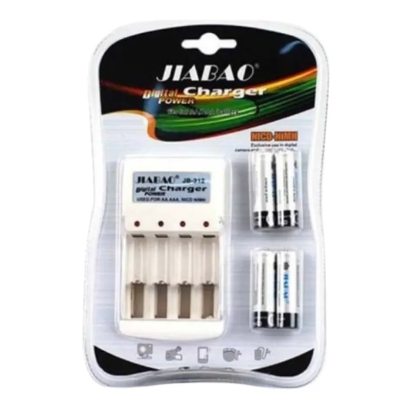 Jiabao JB212 Battery Charger with 4 Pieces 600mAh AA Rechargeable Batteries