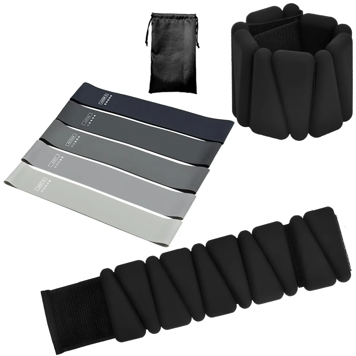 Resistance Loop and Weight Bracelet Glutes Legs Arm Weights Muscle Training - Black
