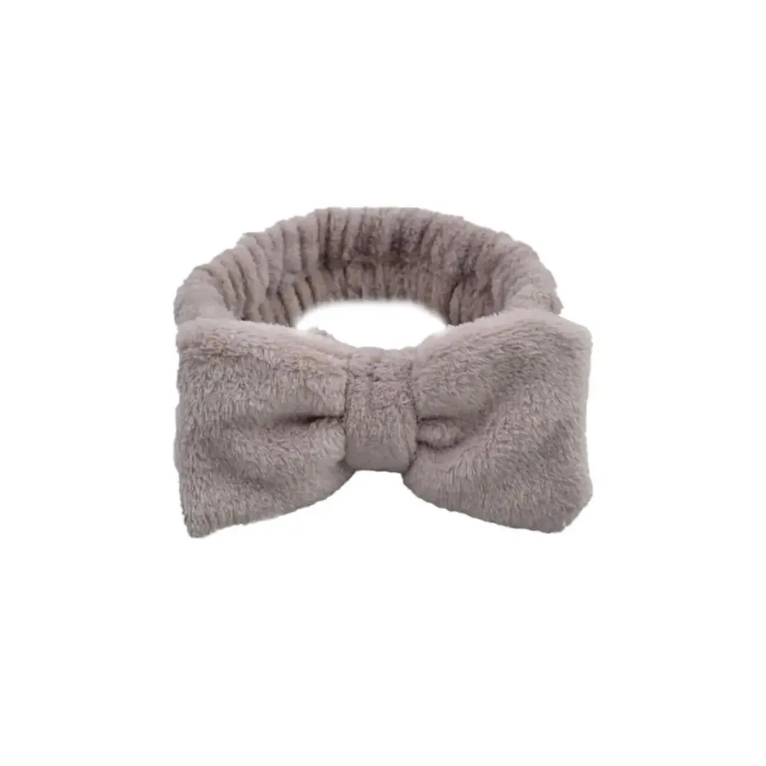 Soft Cosmetic Makeup Spa Bow Headband - Grey