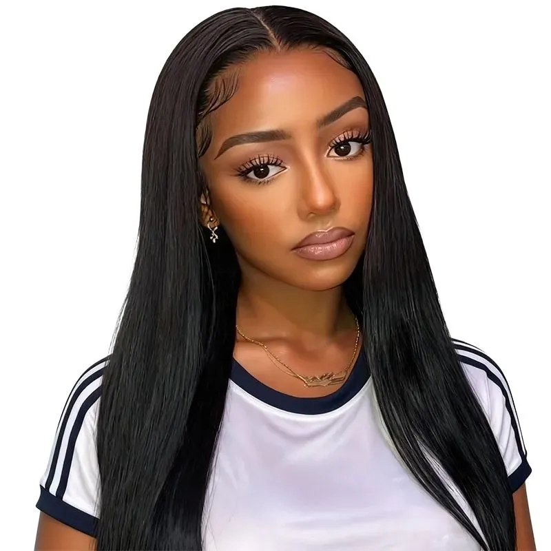 Black In 16inch Brazilian Hair Straight Wig 13x4 Lace Frontal Wig
