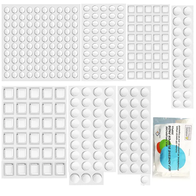 300 Piece Clear Self Adhesive Bumper Pads For Cabinet ,Door, Furniture
