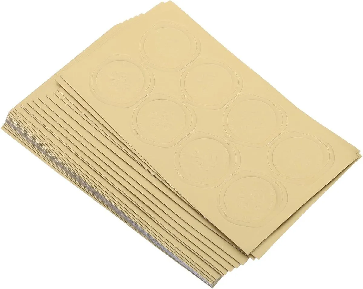 Wax Seal PVC Sealing Stickers for Boxes, 30 Sheets 2x2cm Gold Adhesive