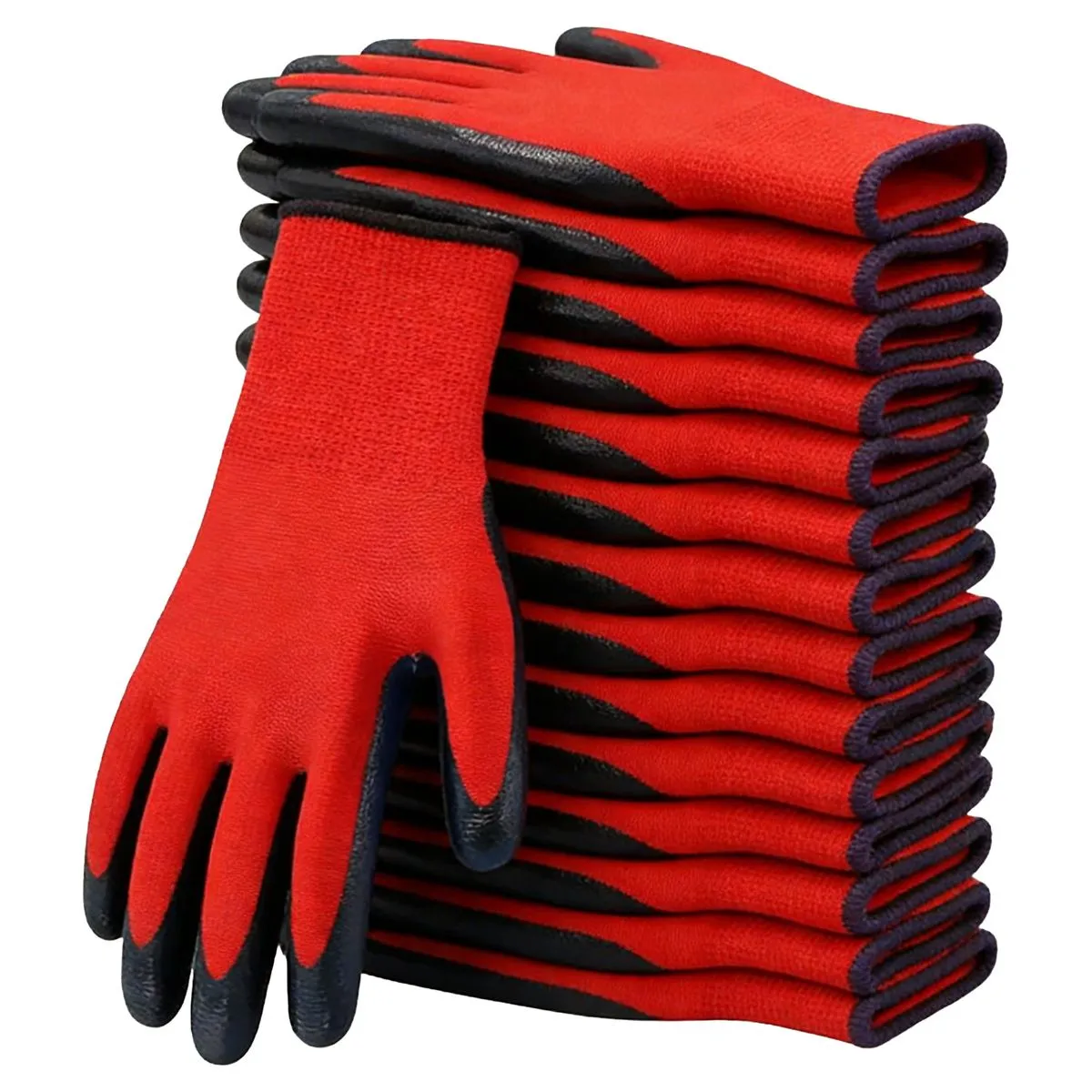 6 Pairs Safety Work Gloves Firm Grip Gardening Gloves for General Duty Work - Red