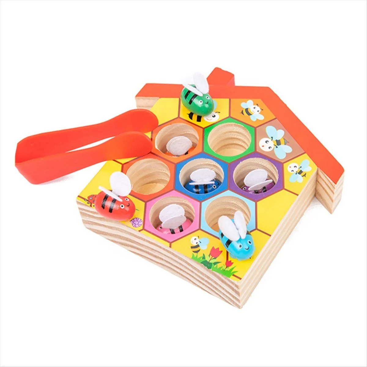 Wooden Toys Color Cognition Clip Beads Matching Clamp