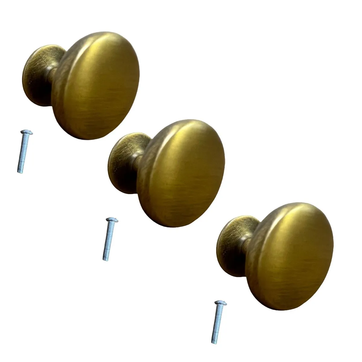 3 Pack French Antique Brass Round Knobs Single Hole Kitchen Drawers