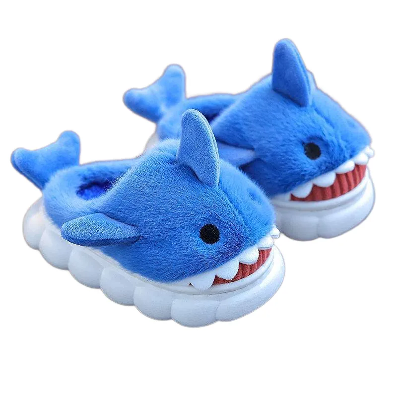 Unisex Cute Shark Memory Foam Plush Indoor Slippers