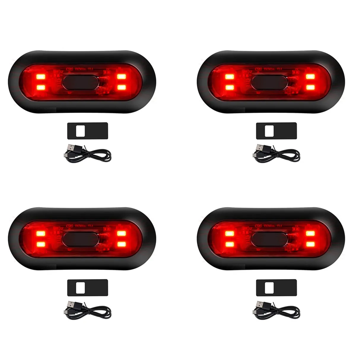 Led Motorcycle Helmet Brake Light Bike Rear Red For Night Riding
