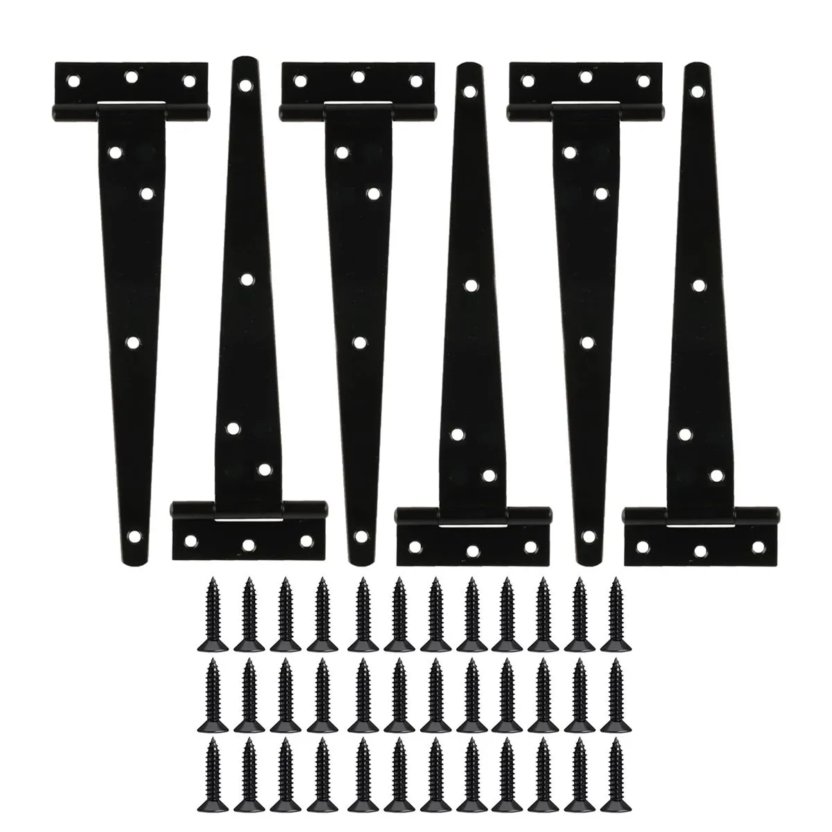 6Piece T-Strap Shed Door Hinges Heavy Duty Gate Strap Hinges for Barn Door