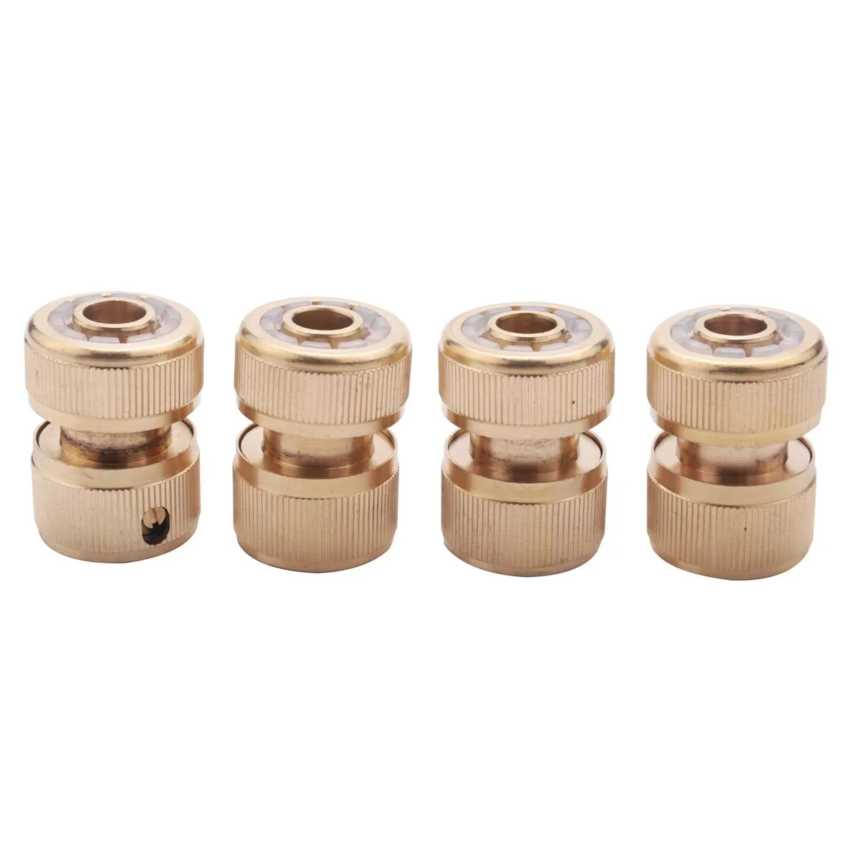 4 Piece Brass Hose Connector Hose End Quick Connect Fitting 1/2 inch