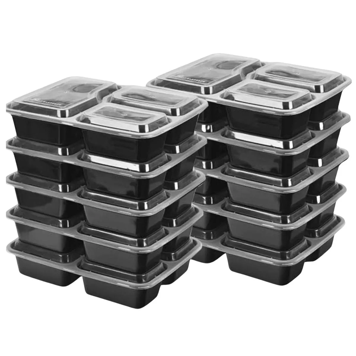 FocusFit 3 Compartment Extra Strong 700 Micron Meal Prep Containers - 10 Piece