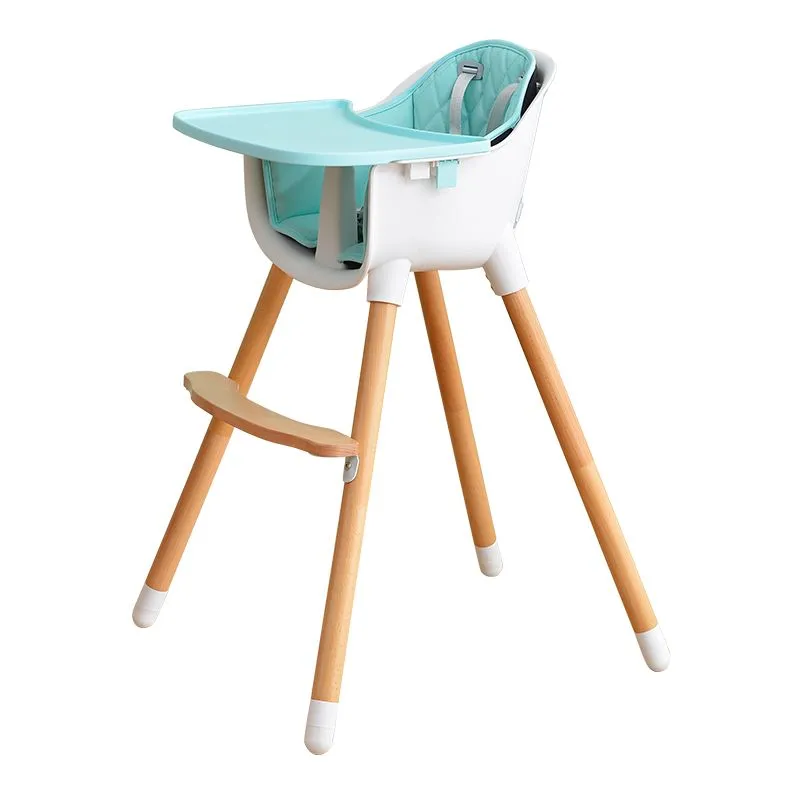 Wooden Baby High Chair - Blue