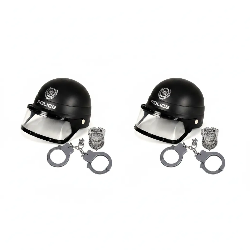 Boys Combat Police Helmet and Handcuffs Playset for Imaginative - 2 Pack