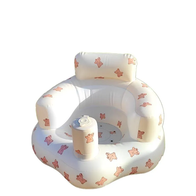 Inflatable baby sofa - built-in air pump and backrest support