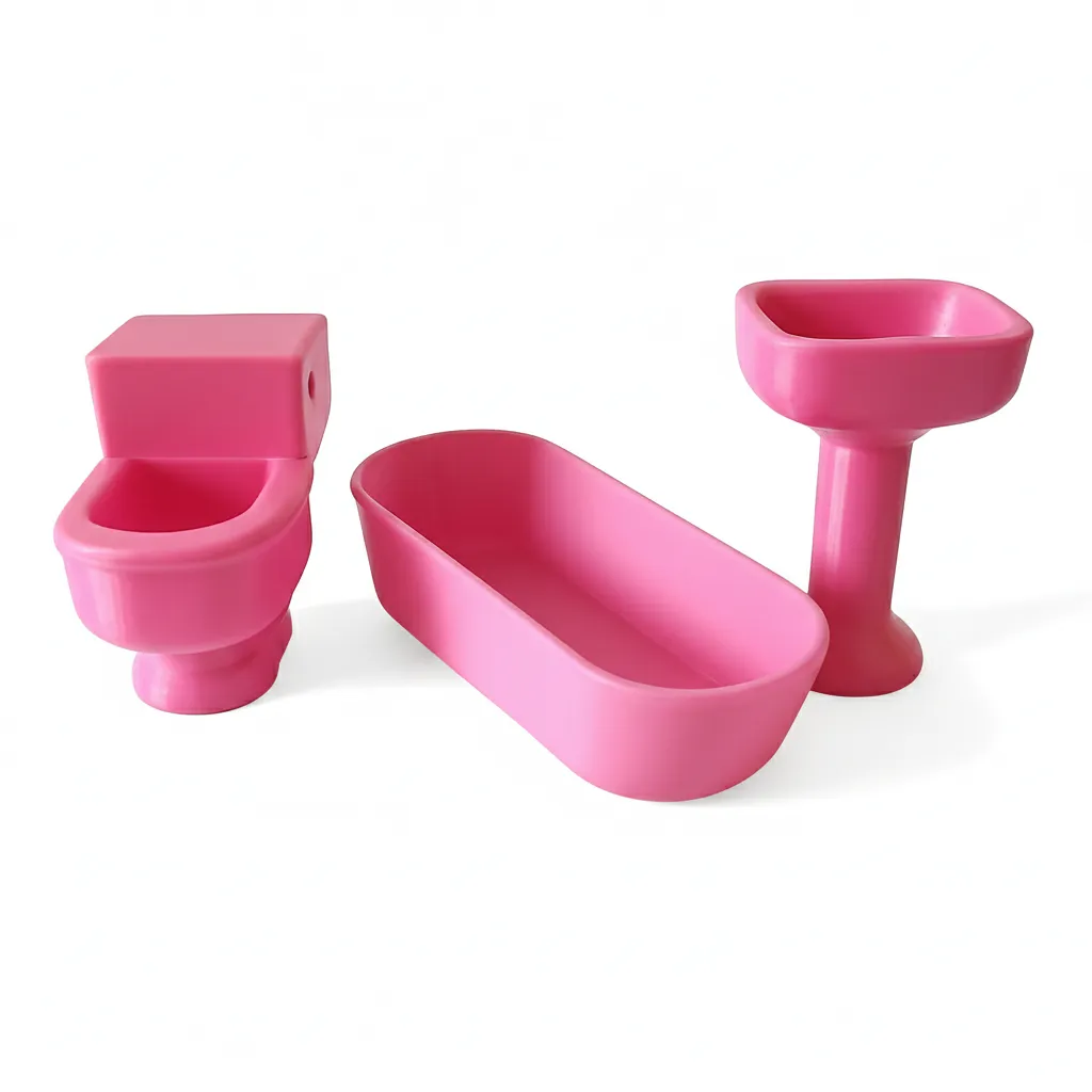 Barbie Bathroom Set - 3 Piece 3D Printed Doll Furniture