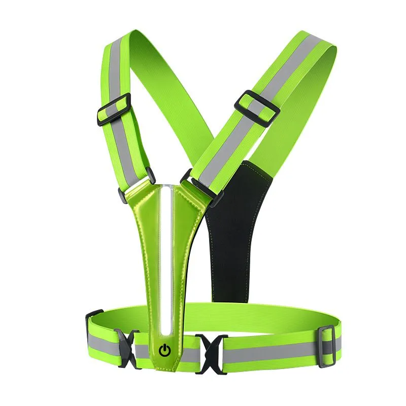LED Reflective Running Vest with USB Rechargeable Lights for Safety