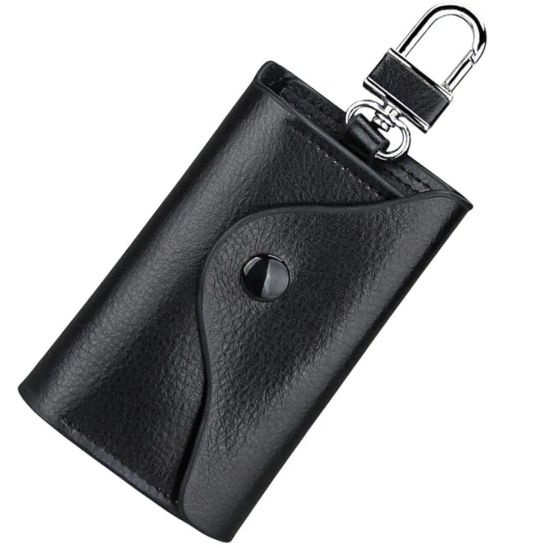 Premium Leather Key Holder Wallet - 8 Key Hooks with Card Slots