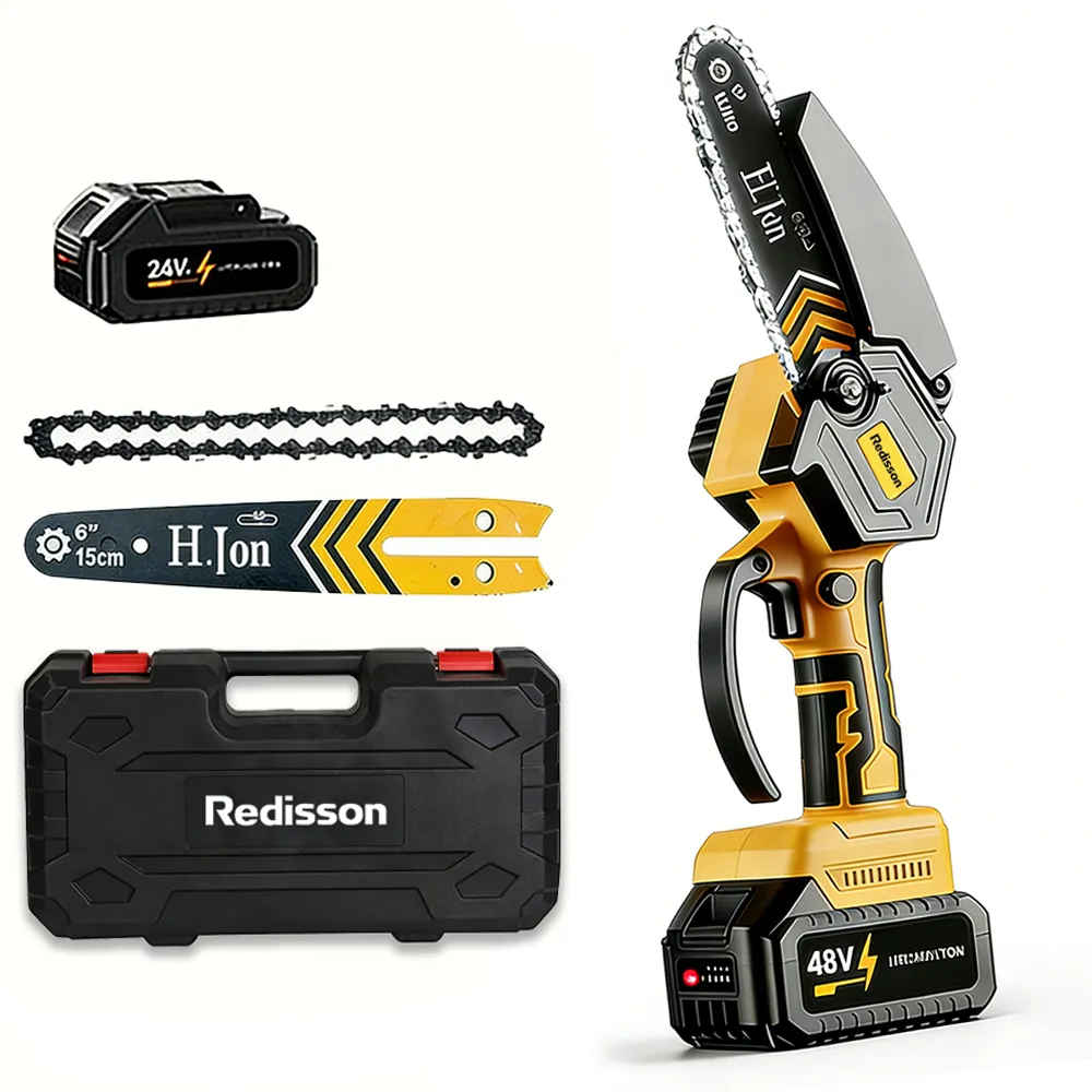Redisson - Mini Chainsaw Cordless 6", Handheld Chain Saw with Battery Set