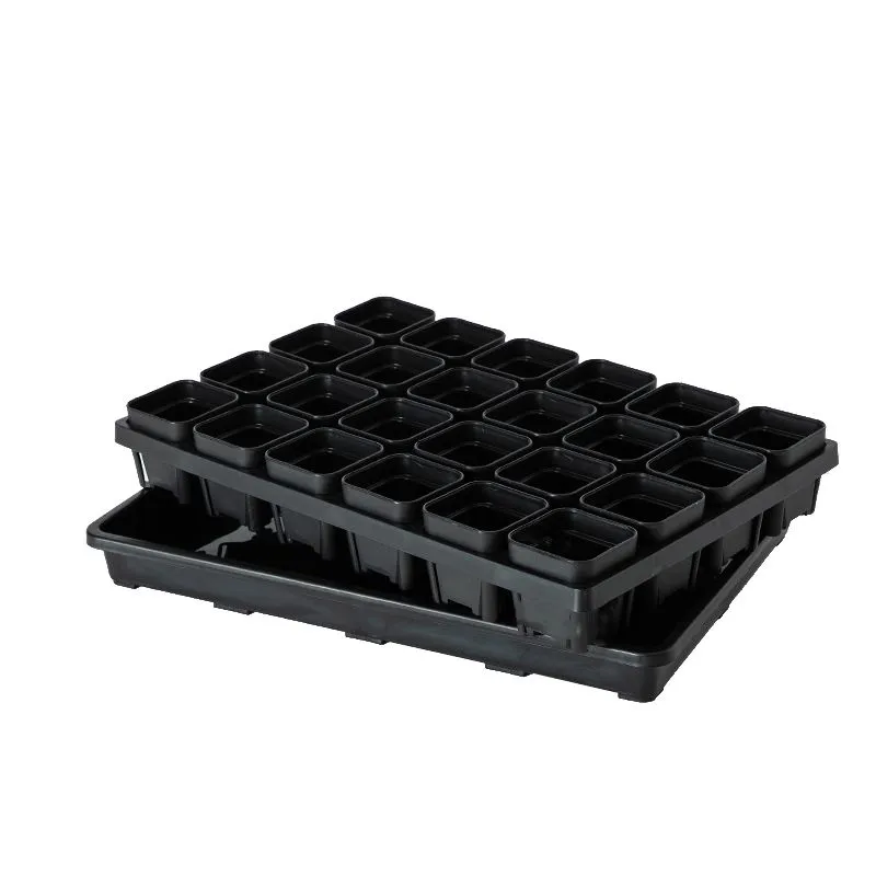 Garden Decor Succulents 24 Pots With Grid Bracket And Deepening Tray - Black