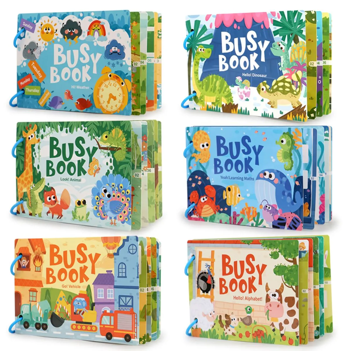 Montessori Preschool Busy Book Learning Activities for Toddlers (6 Pack)