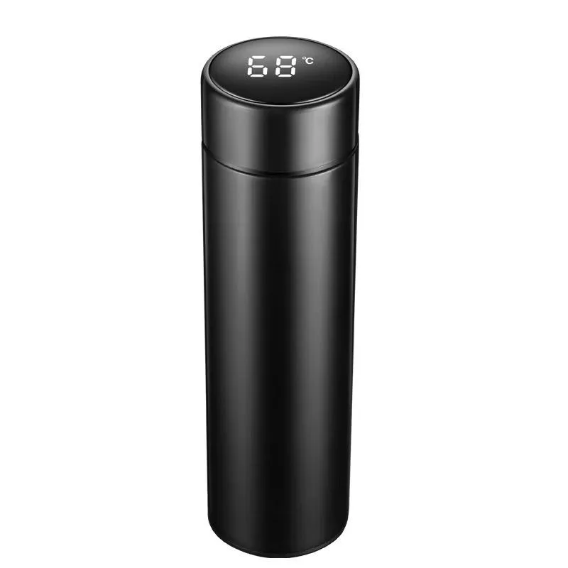 Smart Insulated Vacuum Water Bottle with Temperature Display - Black