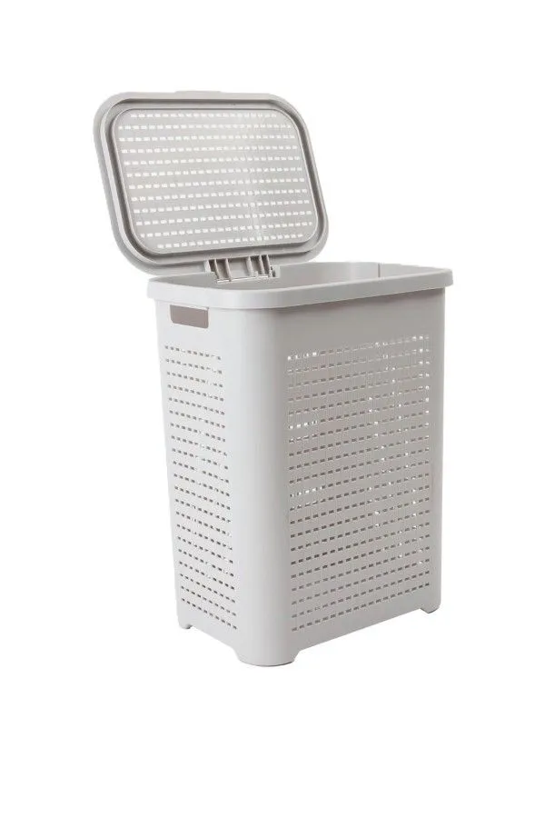 Checkered Laundry Basket, 52l - Grey