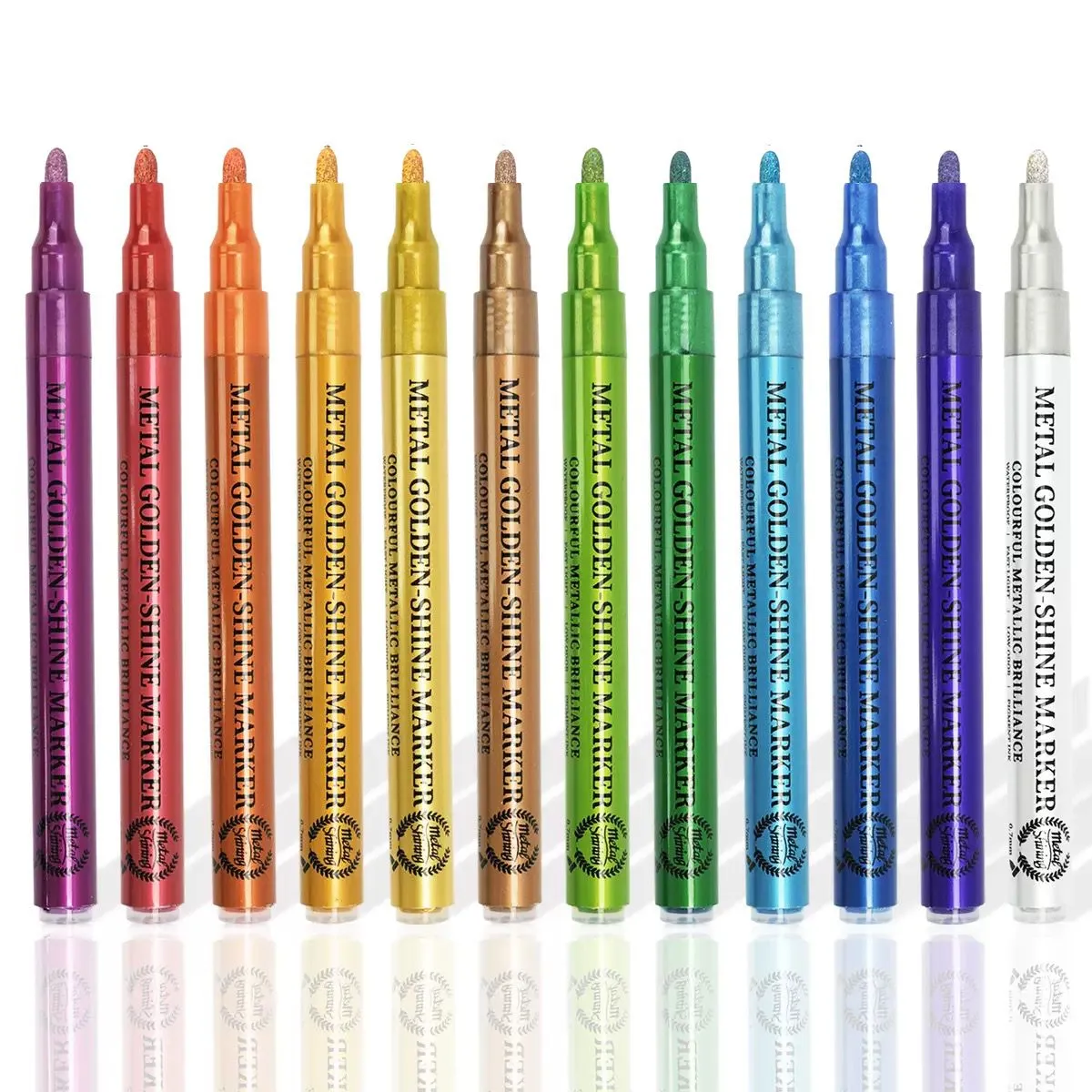 12 Colors Super Golden Metallic Paint Markers Color Pens