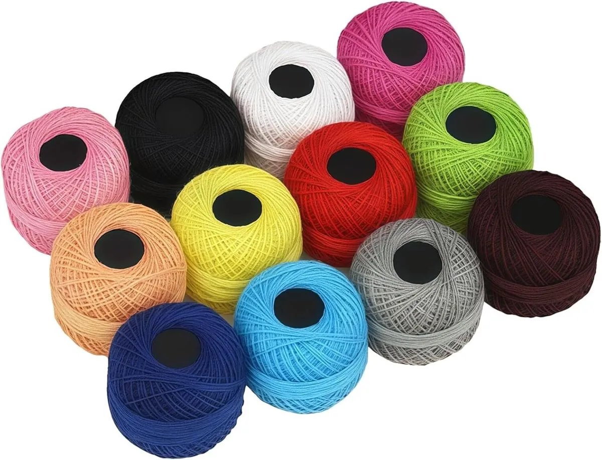 12 Pcs Perle Cotton Threads Embroidery Floss Set for Handcraft Crochet