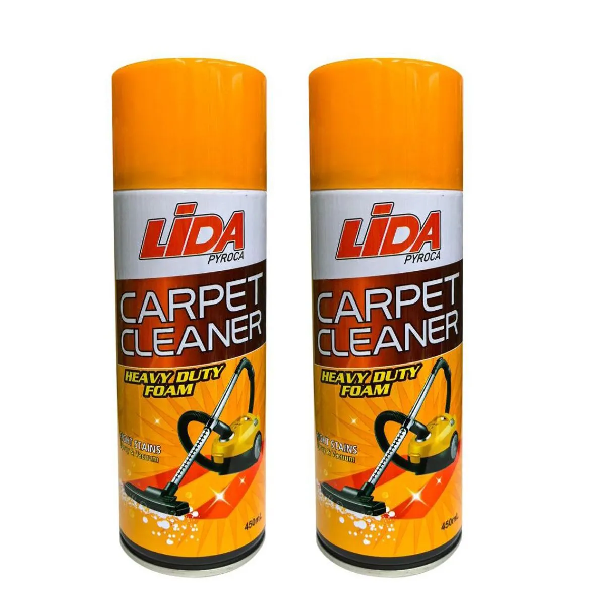 LiDA Carpet Cleaner, Heavy Duty Foam Spray, 450ml, Pack of 2