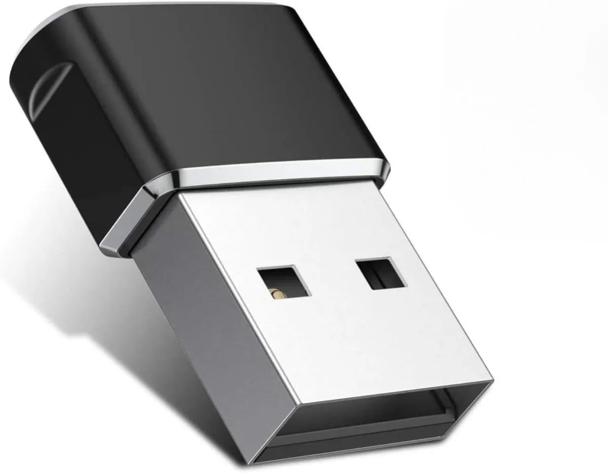 USB-C USB-A Type-C Female to USB Male Converter Charging Data - Compact, - Black