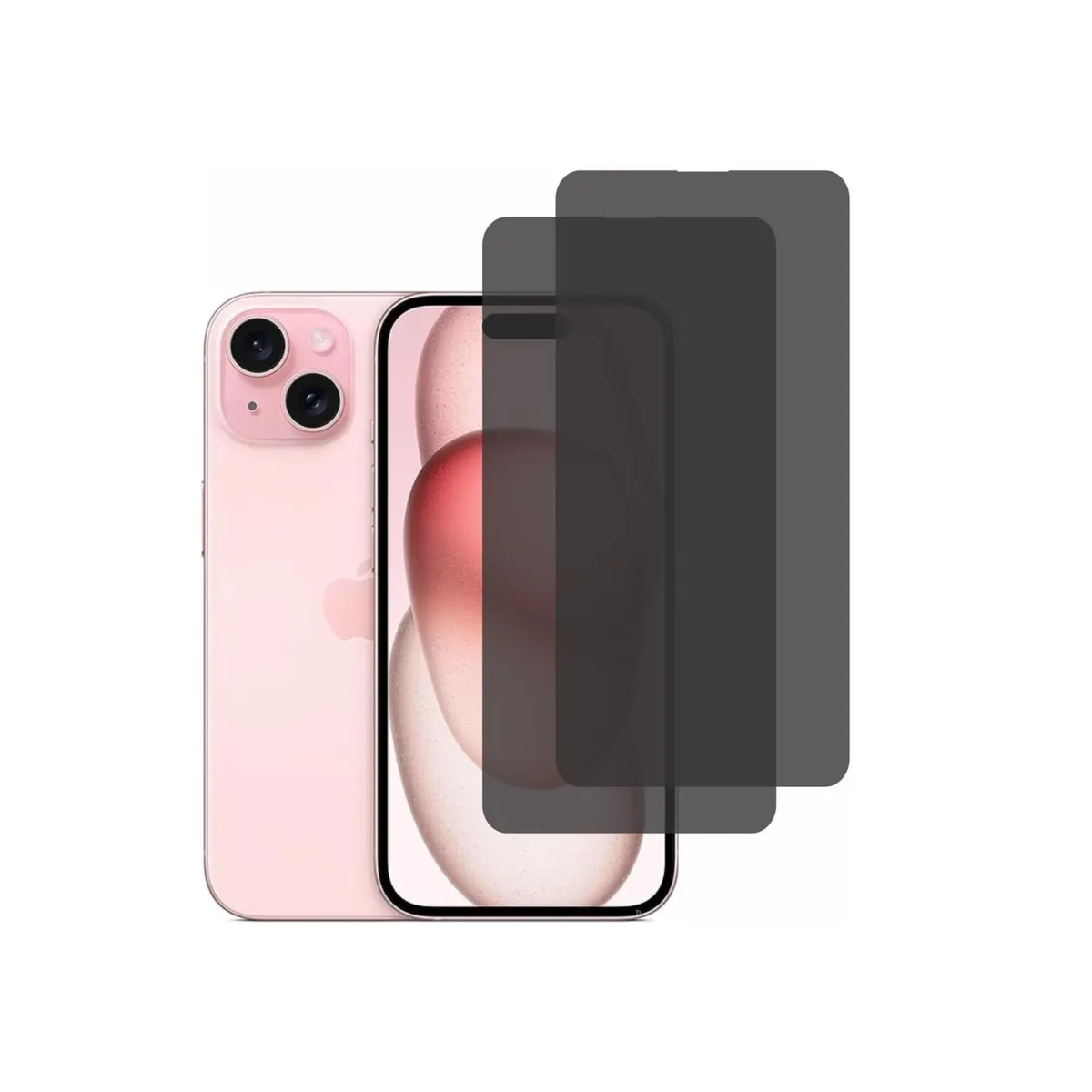 Premium Screen Protector compatible with iPhone 15 - [2-Pack] - Black