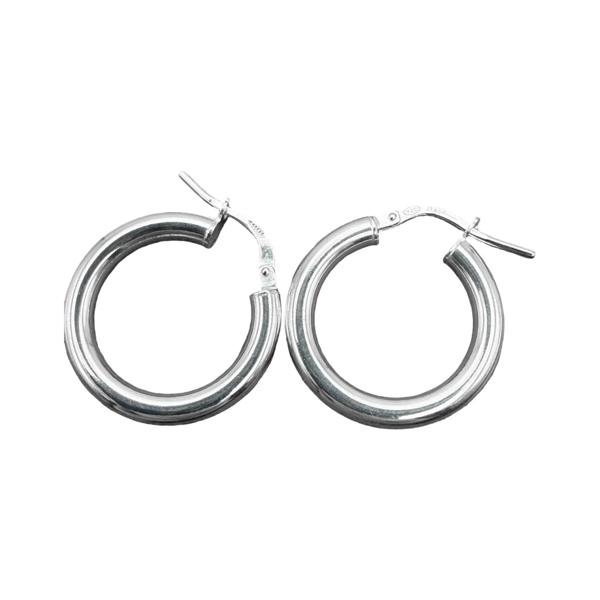 Rounded Hoop Earrings 3mm x 20mm Sterling Silver 925