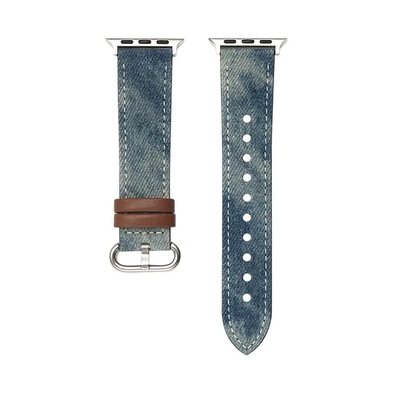 Denim Watch Band Compatible with Apple Watch 42/44/45/49mm, Silver Buckle