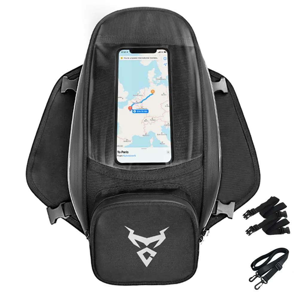 Motocentric Motorcycle Waterproof Tank Bag, Magnetic Anti-Slip Tank Bag - Grey