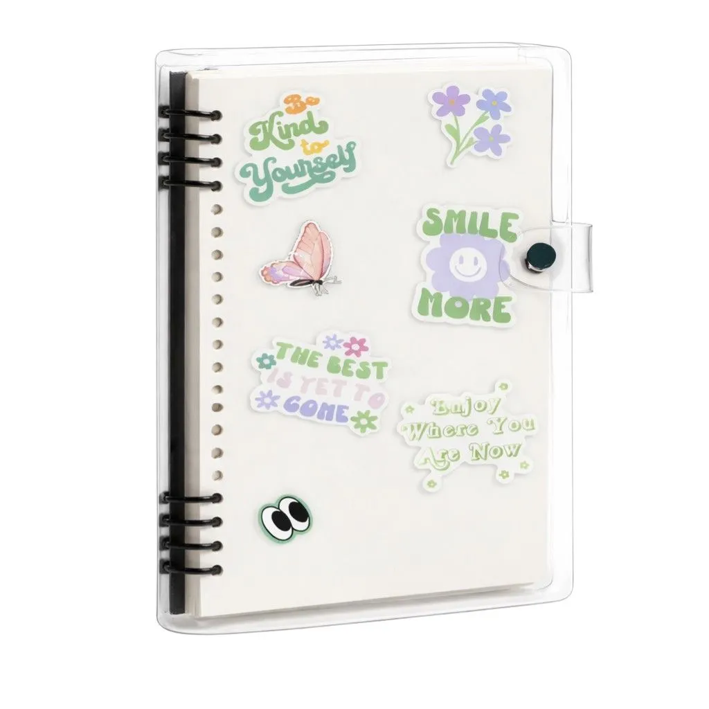 Transparent Spiral Binder Notebook With Cute Decorative Cover - Black