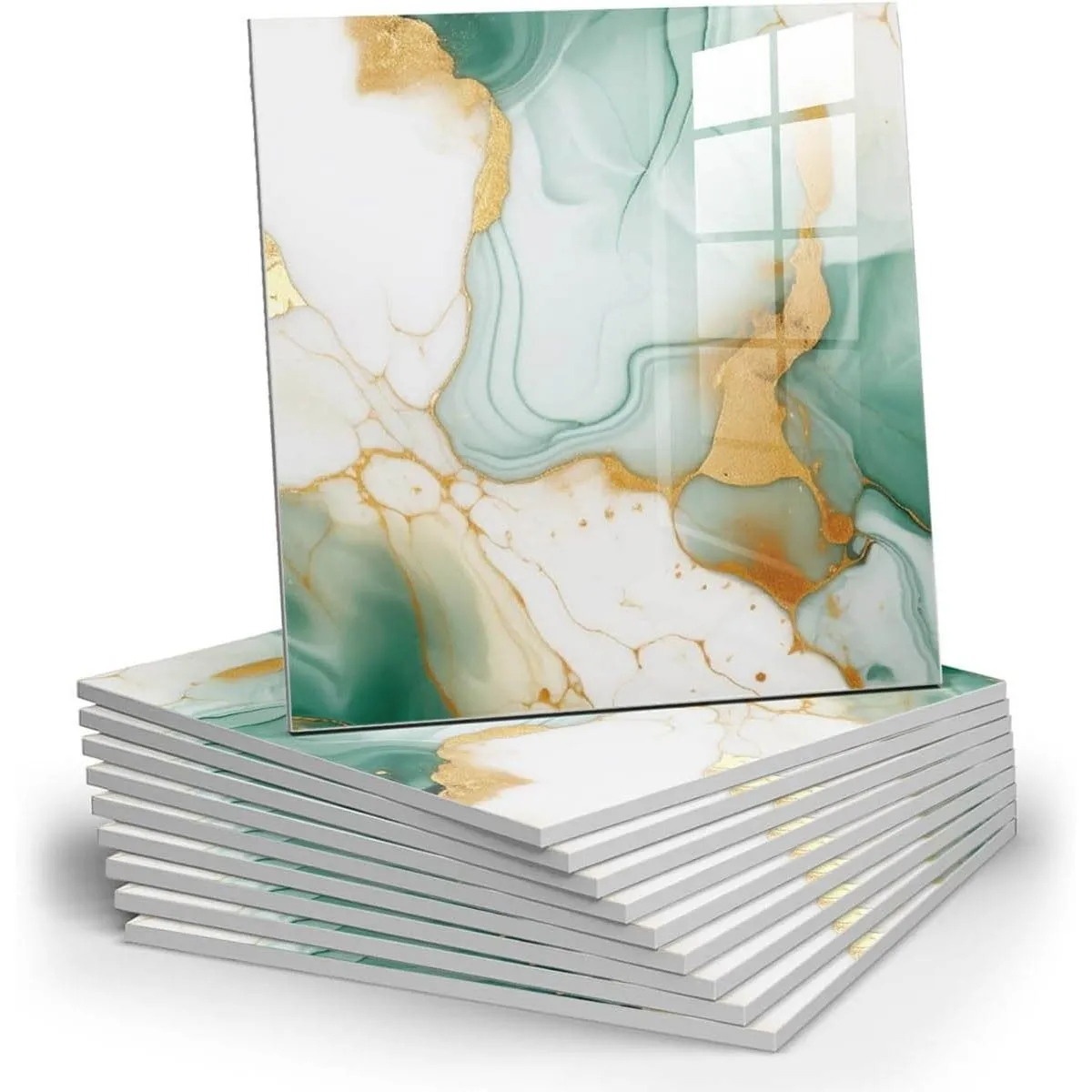10pcs Marble Peel and Stick Backsplash Waterproof Washroom Wall Panels