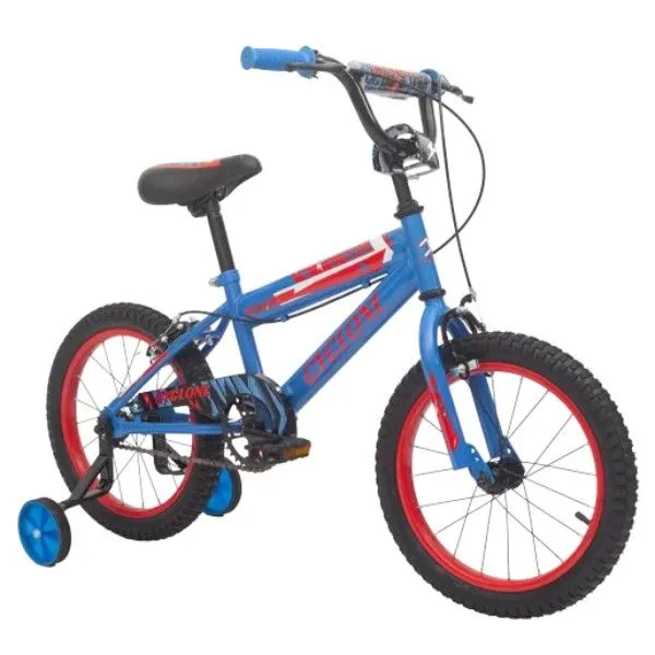 Cyclone Kids BMX Light Blue & Red Bicycle 16 Inch with Training Wheels